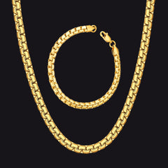 Conjunto de pulseiras de corrente de caixa plana