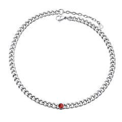 Gargantilha de aço inoxidável cubana de 8 mm com pedra de nascimento feminina