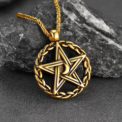 Colar Pentagrama Vintage Colar de Bruxa Masculino