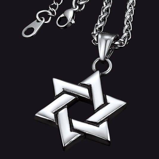 Colar com pingente clássico de estrela de David para homens e mulheres