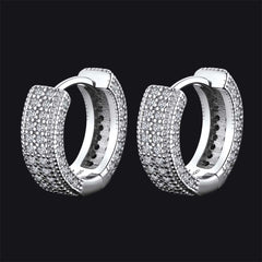 Brincos Huggie de argola com zircônia cúbica grossa de prata esterlina para piercing masculino