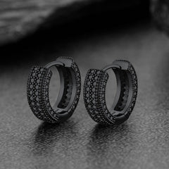 Brincos Huggie de argola com zircônia cúbica grossa de prata esterlina para piercing masculino
