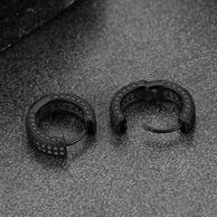 Brincos Huggie de argola com zircônia cúbica grossa de prata esterlina para piercing masculino
