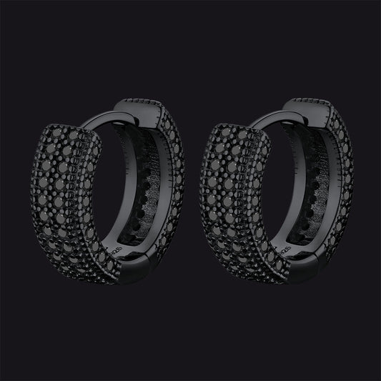 Brincos Huggie de argola com zircônia cúbica grossa de prata esterlina para piercing masculino