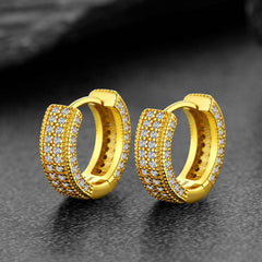 Brincos Huggie de argola com zircônia cúbica grossa de prata esterlina para piercing masculino