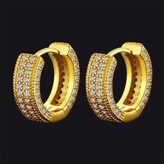 Brincos Huggie de argola com zircônia cúbica grossa de prata esterlina para piercing masculino