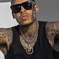 Personalisierte Große Bild Kreis Halskette Memorial Foto Anhänger Männer