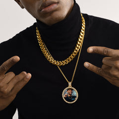 Personalisierte Große Bild Kreis Halskette Memorial Foto Anhänger Männer