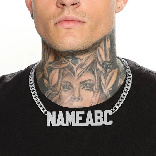 Colar de corrente cubana com placa de identificação personalizada