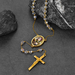 Rosário com foto personalizada, colar com contas de cruz, imagem feminina e masculina