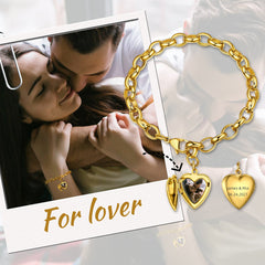 Pulseiras personalizadas com medalhão em formato de coração, presente memorial