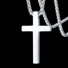 Colar de cruz de esmalte preto cristão para homens e mulheres