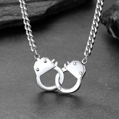 Conjunto de joias com colar e pulseira de algemas gótico punk