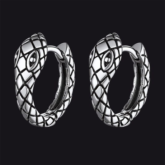 Gothic Snake Huggie Hoop Earrings for Men Women