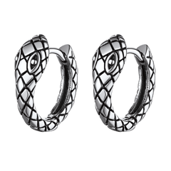 Brincos de argola Huggie de cobra gótica para homens e mulheres