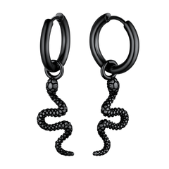 Punk Crawl Snake Drop Hoop Earrings for Men Women