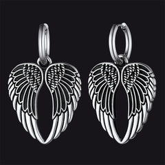 Punk Angel Wing Hoop Dangle Earrings for Women Men