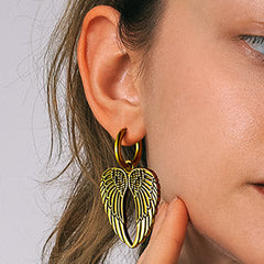 Punk Angel Wing Hoop Dangle Earrings for Women Men
