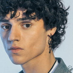 Brincos de argola pendentes de esqueleto de caveira gótica para homens