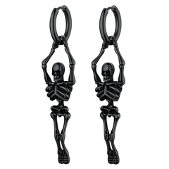 Brincos de argola pendentes de esqueleto de caveira gótica para homens