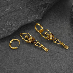 Brincos de argola pendentes de esqueleto de caveira gótica para homens