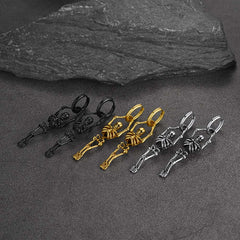 Brincos de argola pendentes de esqueleto de caveira gótica para homens