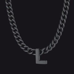 Colar feminino com corrente de elos cubanos personalizados de 7 mm e letra inicial de 18 polegadas