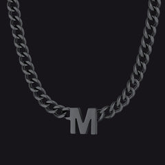 Colar feminino com corrente de elos cubanos personalizados de 7 mm e letra inicial de 18 polegadas