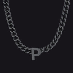 Colar feminino com corrente de elos cubanos personalizados de 7 mm e letra inicial de 18 polegadas