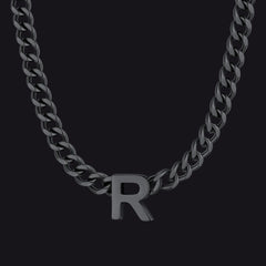 Colar feminino com corrente de elos cubanos personalizados de 7 mm e letra inicial de 18 polegadas