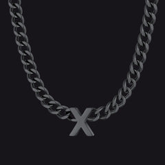Colar feminino com corrente de elos cubanos personalizados de 7 mm e letra inicial de 18 polegadas