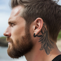 Brincos de argola Huggie com runas Viking Runas Viking Hexagonais para homens