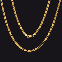 Colar de corrente cubana fina de prata esterlina para mulheres