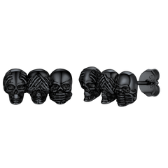 See No Evil, Hear No Evil, Speak No Evil Skulls Stud Earrings