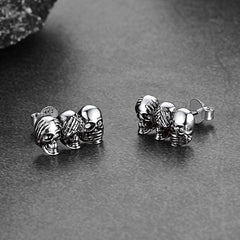 See No Evil, Hear No Evil, Speak No Evil Skulls Stud Earrings