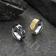 Anel de aço inoxidável com zircônia cúbica 5A em cruz