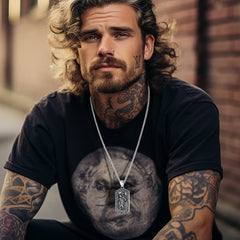 Engraved Saint Christopher Dog Tag Necklace Men