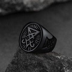 Satan Leviathan Cross Lucifer Signet Ring Men
