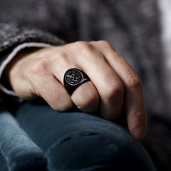 Satan Leviathan Cross Lucifer Signet Ring Men