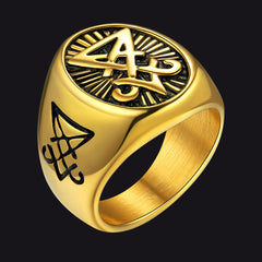 Satan Leviathan Cross Lucifer Signet Ring Men