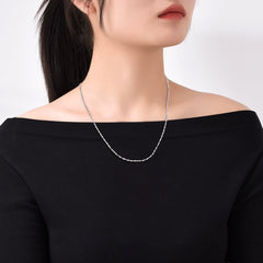 Colar de corrente fina de 16 mm em prata esterlina 925 para mulheres e homens