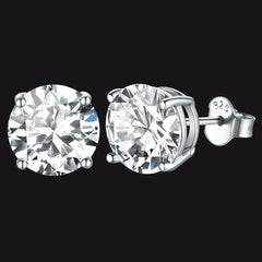 Brincos de prata esterlina com zircônia cúbica e diamante para homens e mulheres