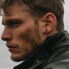 Brincos de pino punk esqueleto de dedo médio