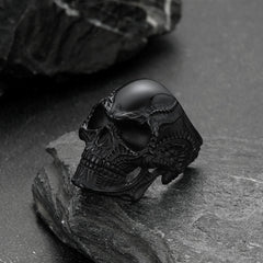 Anel de caveira gótica motociclista masculino em aço inoxidável