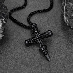Vintage Totenkopf Kreuz Halskette Herren Edelstahl