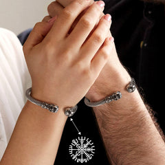 Pulseira ajustável com caveira viking