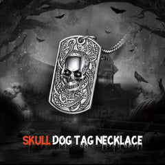 Gothic Totenkopf Dog Tag Anhänger Halskette Herren