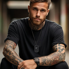 Gothic Totenkopf Dog Tag Anhänger Halskette Herren