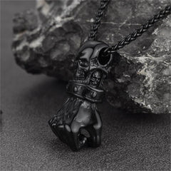 Punk Skull Fist Pendant Necklace Men