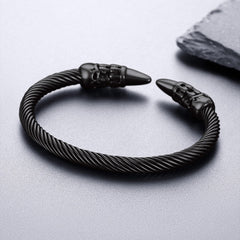 Pulseira de punho aberto com caveira gótica punk